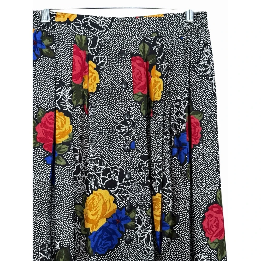 Vintage 90's Maxi Skirt 12 Floral Cottagecore Boho‎ Button Front Nolan USA